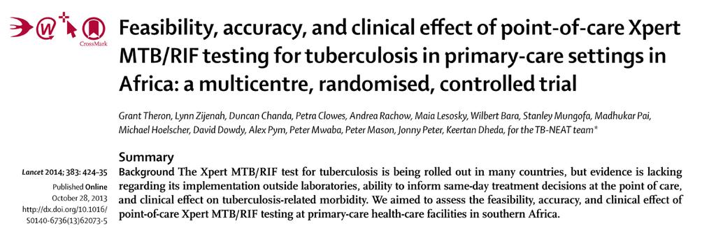 Continuous Data example Our primary outcome was tuberculosis-related morbidity