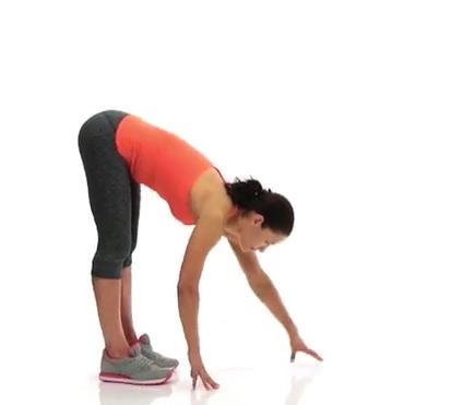 Bend forward at the waist and place your hands on the floor in front.