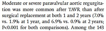 TAVI vs Conventional AVR Residual Aortic