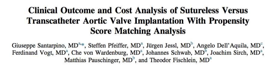 Retrospective Heart team (TAVI 364 vs SUR-AVR 262) Propensity matched 102 pairs Santarpino et aclinical Outcome