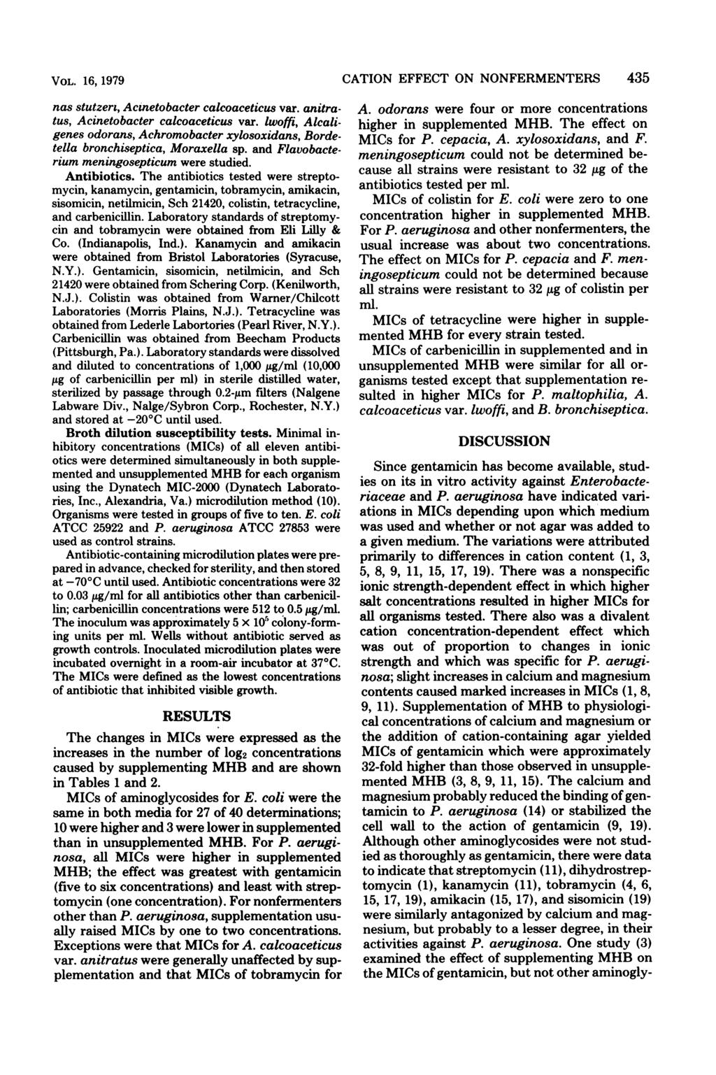 VOL. 16, 1979 nas stutzert, Acinetobacter calcoaceticus var. anitratus, Acinetobacter calcoaceticus var.