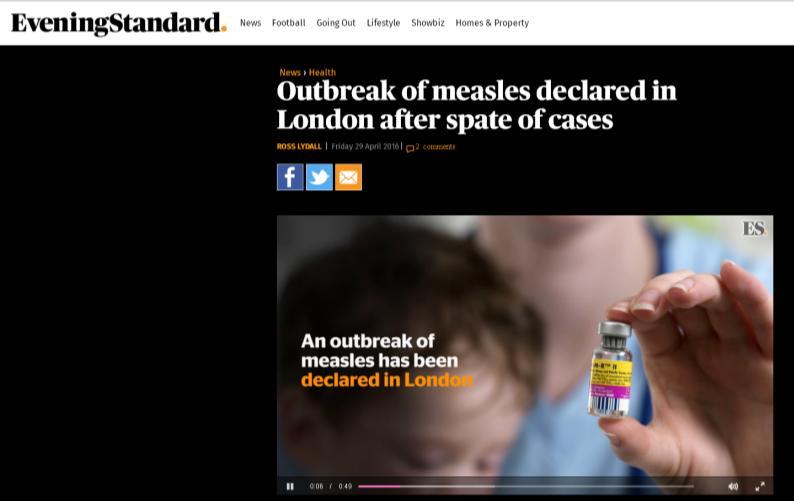 EU 2015 Measles Europe 3969 cases reported 30 countries Germany, France,