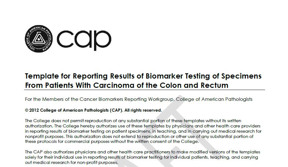 CAP Biomarker Template Colon and