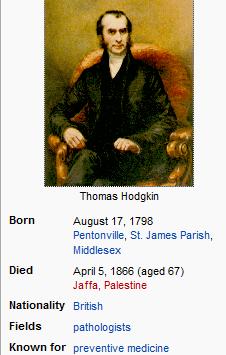 Thomas Hodgkin and his lymphoma Thomas Hodgkin: medical immortal and uncompromising idealist (by MJ