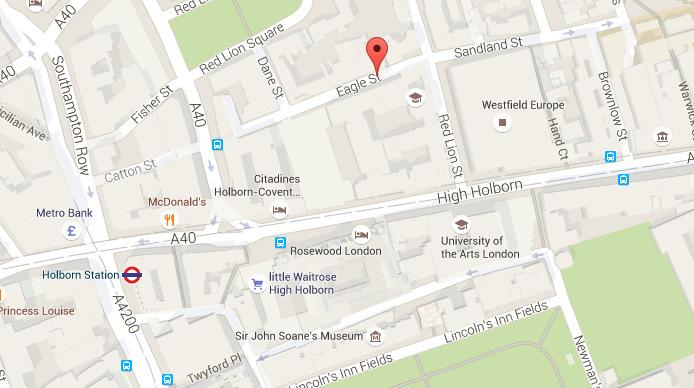 Our location Our offices are located at 39-40 Eagle Street in Holborn, London WC1R