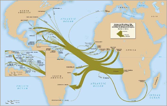 Volume & Direction of the Trans-Atlantic Slave Trade from Africa to