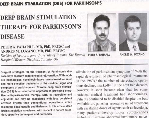 Parkinson s disease (PD) 2003 FDA grants Humanitarian Device