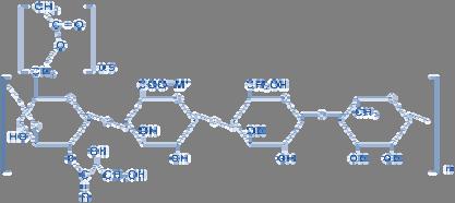 Structure of two types of gellan gum The molecular structure of gellan gum is a straight chain based on repeating glucose, rhamnose