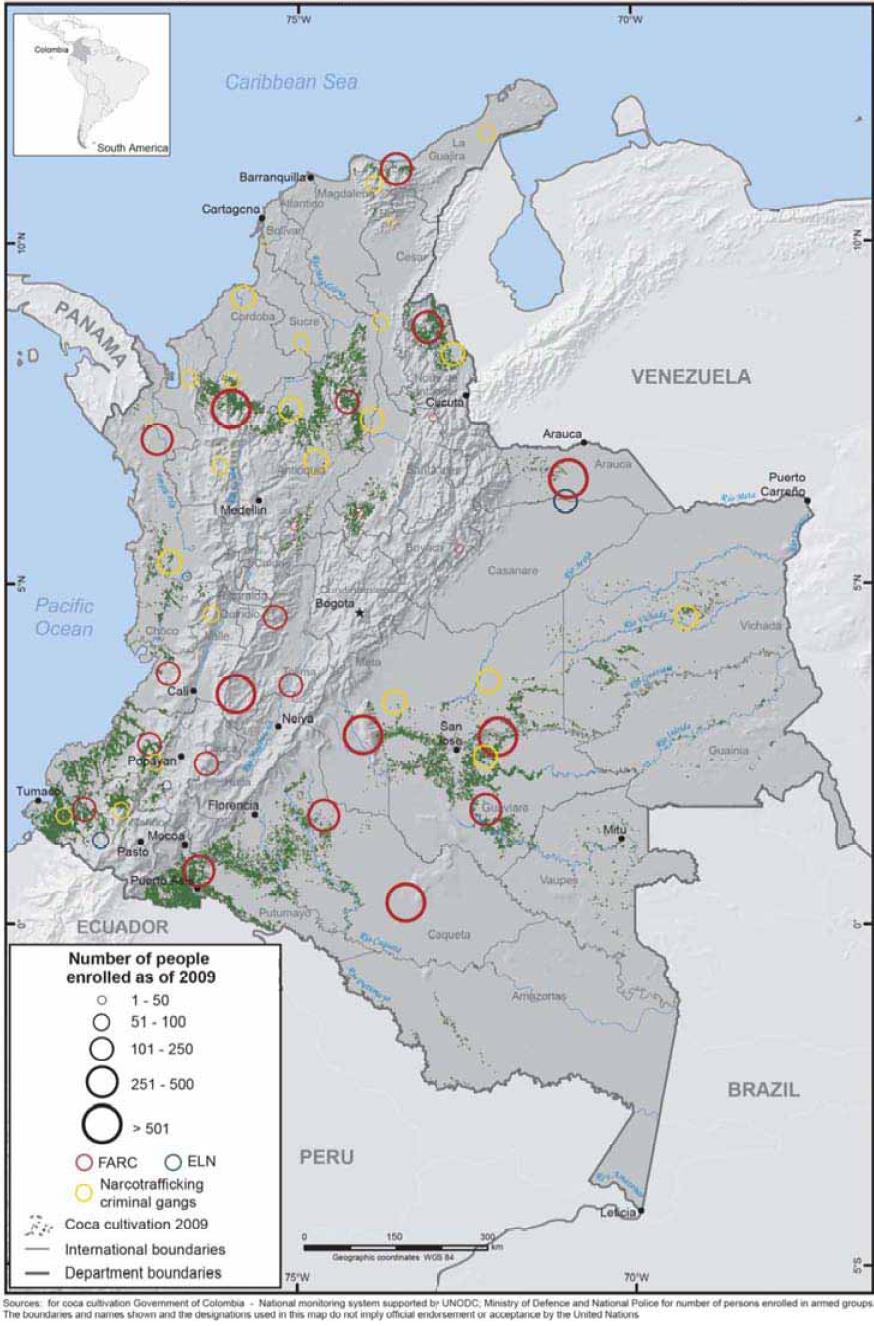 illegal armed groups Coca areas: 63% illegal