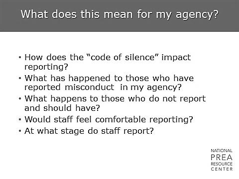 What does this mean for my agency If staff is not reporting or not