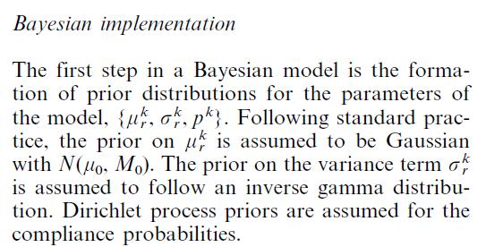 Description of model: Prior Guidelines the GREAT study The model for the observable parameters is only part of a Bayesian model, of course: the prior must also be