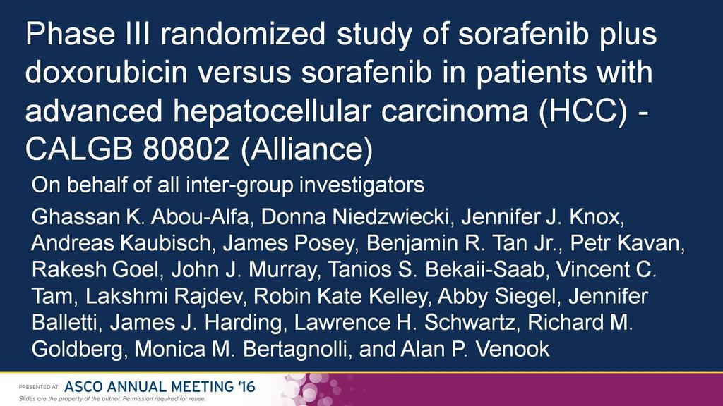 Phase III randomized study of sorafenib plus doxorubicin versus sorafenib in patients with advanced