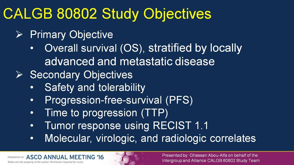 CALGB 80802 Study Objectives Presented By