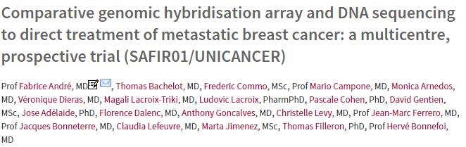 Lancet Oncol. 15, 267 274 (2014). Methods Breast cancer patients with accessible metastases for biopsy in 18 centers in France.