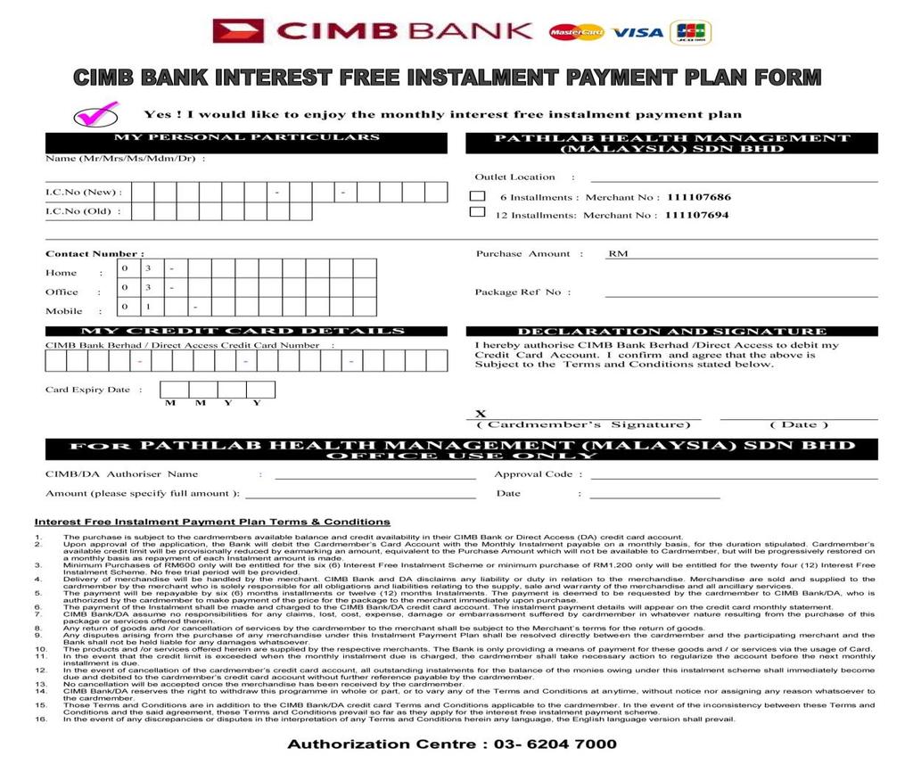 CIMB DDA Form Important!