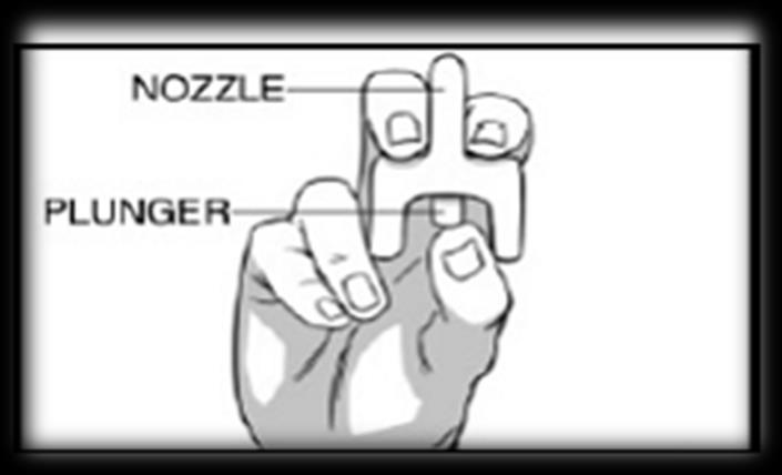 nozzle Do NOT PRIME OR TEST the spray device. Tilt the person s head back and provide support under the neck with your hand.