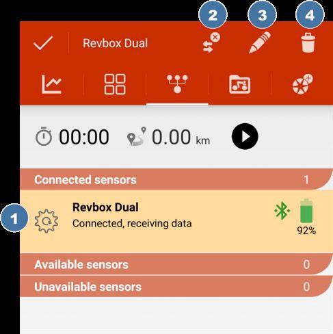 Managing your sensors Tap on a sensor to select it Disconnect from the selected