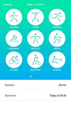 Manually Adding Activities If you don t have a Nokia activity tracker, or you weren t wearing it during your activity, you can manually enter the activity in the Health Mate app directly from the