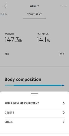 Sharing or Deleting Measurements In the Health Mate app you can share or delete measurements. To share or delete a measurement: 1.