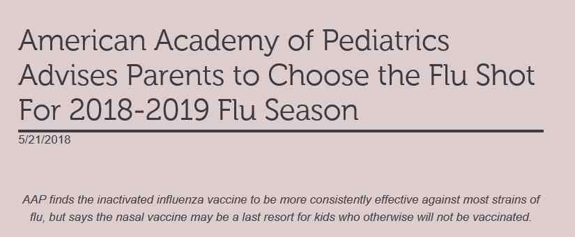 2018-19 Influenza Recommendations Vaccination is recommended for all persons aged 6 months and older No preference stated for any influenza