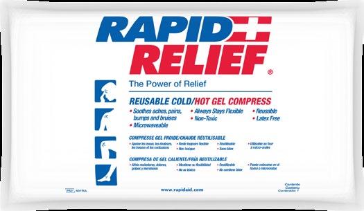 REUSABLE PRODUCTS DELUXE COLD & HOT GEL COMPRESS WITH CONTOUR-GEL CONTOUR GEL The Rapid Relief Deluxe Reusable Cold & Hot Gel Compresses with Contour-Gel quickly deliver comforting cold or hot