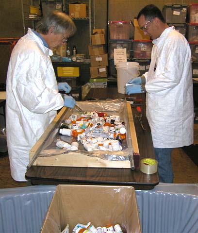Trained staff check drugs Piloted at Group Health Warehouse staff check material and properly dispose of material not accepted.