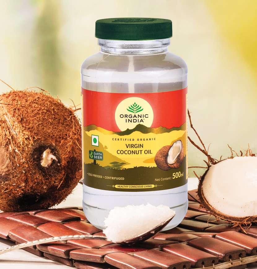 Virgin Coconut Oil Get good fat with ORGANIC INDIA s Virgin Coconut Oil Extracted by cold pressing fresh coconuts Rich in good fats and antioxidants Known for antibacterial and