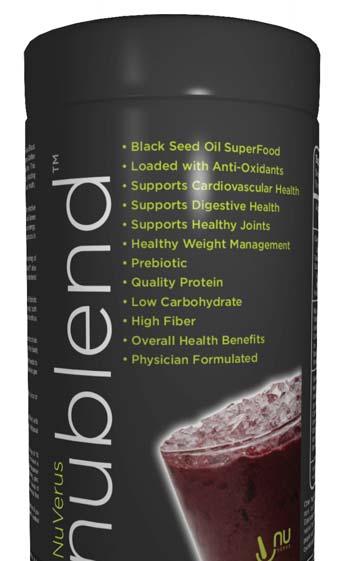 SuperFood Blend for Optimal Health and Weight Management Introducing NuVerus NuBlend NuVerus NuBlend is an innovative blend of our signature SuperFood Black Seed, with additional powerful SuperFoods