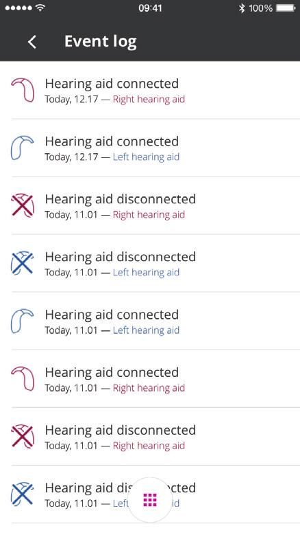 If close by, the Proximity bars will indicate how close you are to your hearing aids ().