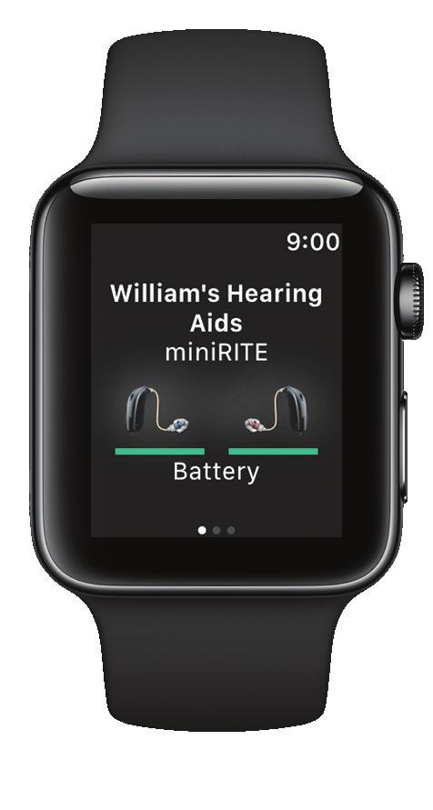Apple Watch Apple Watch The app includes an Apple Watch extension, which enables Apple Watch users to select program, see the status of the hearing aids, mute hearing aids and adjust volume using the