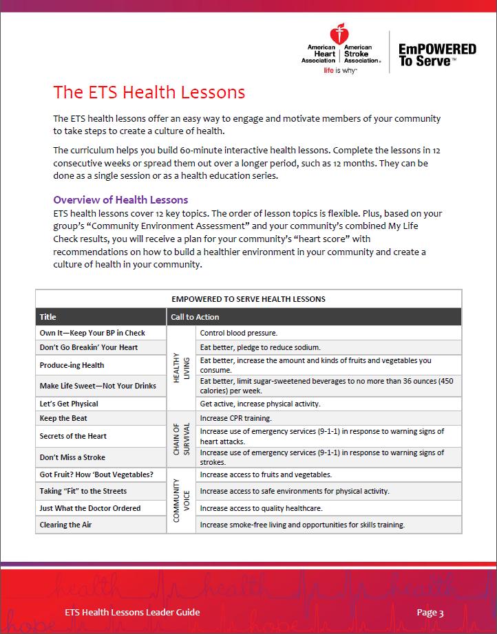 ETS Health Lessons S n a p