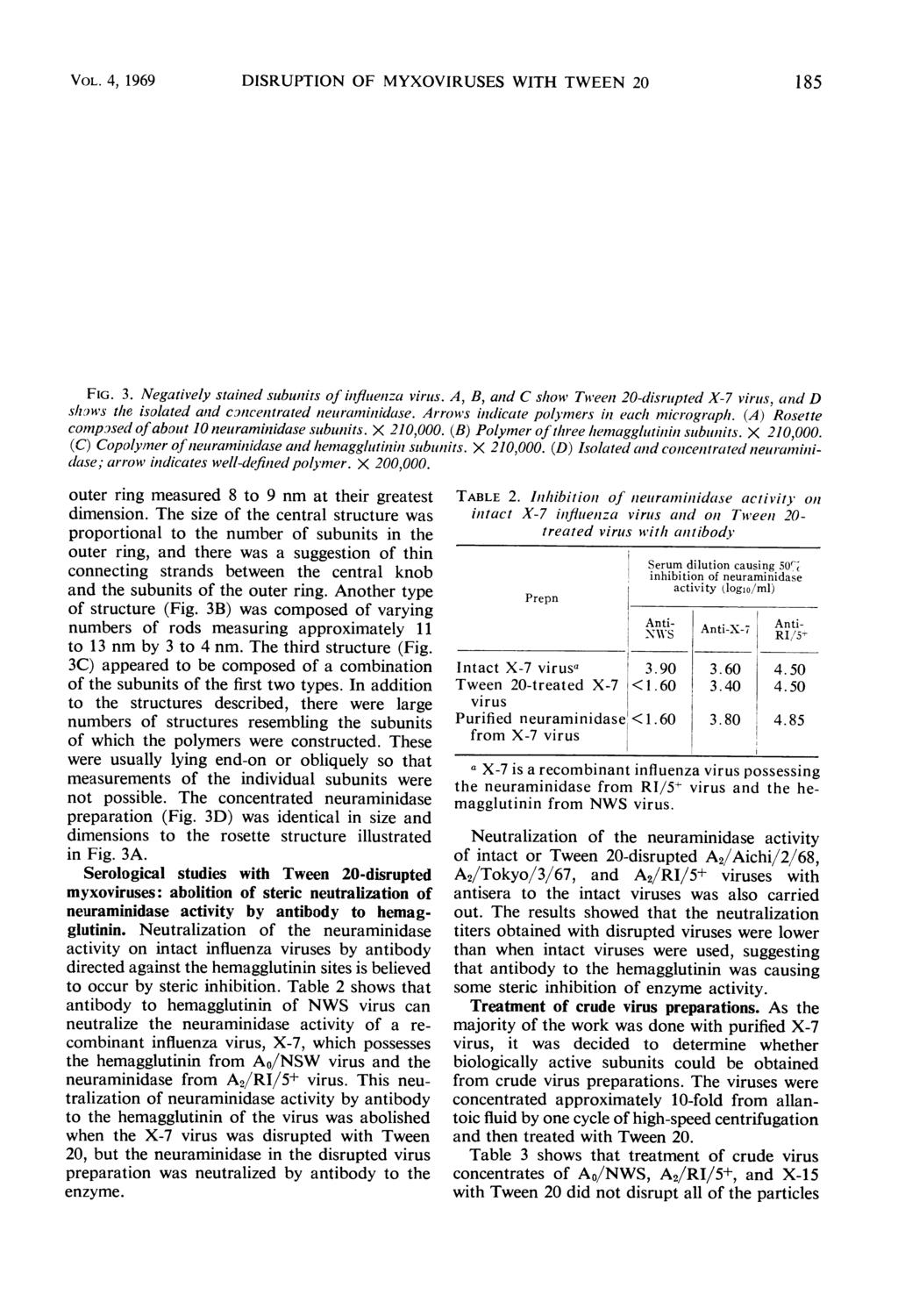 VOL. 4, 1969 DISRUPTION OF MYXOVIRUSES WITH TWEEN 0 185 FIG. 3. Negatively stained subunits of influena virus.