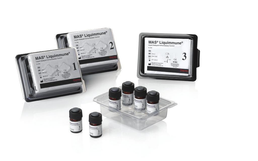 Thermo Scientific MAS Immnoassay Controls MAS Liqimmne Save time and extra costs associated with lot changes sing the MAS Liqimmne controls now with an extended shelf life.