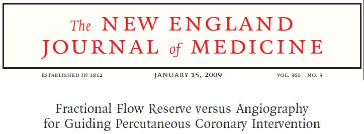 FAME: 1005 patients with stable multivessel stenotic CAD on cath Randomized to PCI only if FFR < 0.