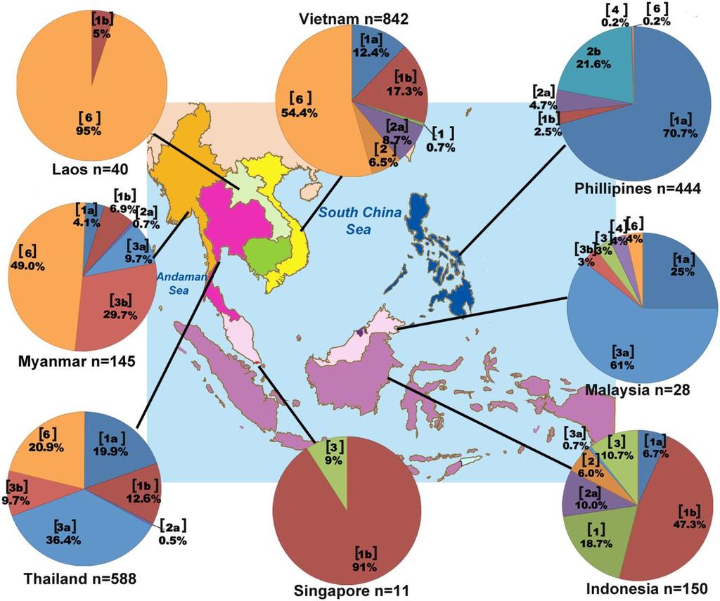 Distribution of HCV genotypes in Asean