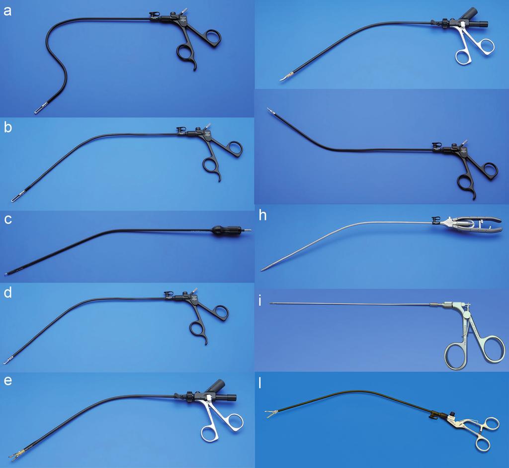 Annals of Laparoscopic and Endoscopic Surgery, 2017 Page 3 of 15 A F G B C H D I E J Figure 1 Curved reusable instruments according to DAPRI (Karl Storz-Endoskope, Tuttlingen, Germany): bicurved