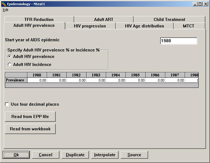 C. Read the prevalence from the Projections Workbook. Click the button Read from workbook. This will display a file open dialog box.