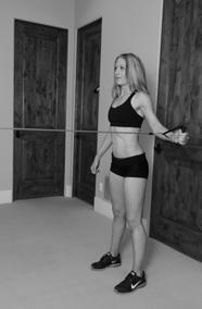 ) Pause in this position and then allow the arms to move back inward to ROTATOR CUFF ROTATIONAL SIDE PULL 1.) Attach the door anchor to the middle of the door. 2.
