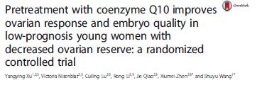 In Young women with low ovarian reserve (Poseidon Group 3 ) pre-treatment with coenzyme Q10 could /200 mg