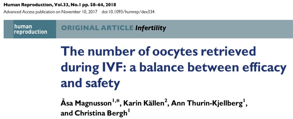 The more oocyte retrieved, the higher is the CLBR Retrospective population-based registry study including 39387 women undergoing 77956 fresh IVF cycles (2007 2013) and