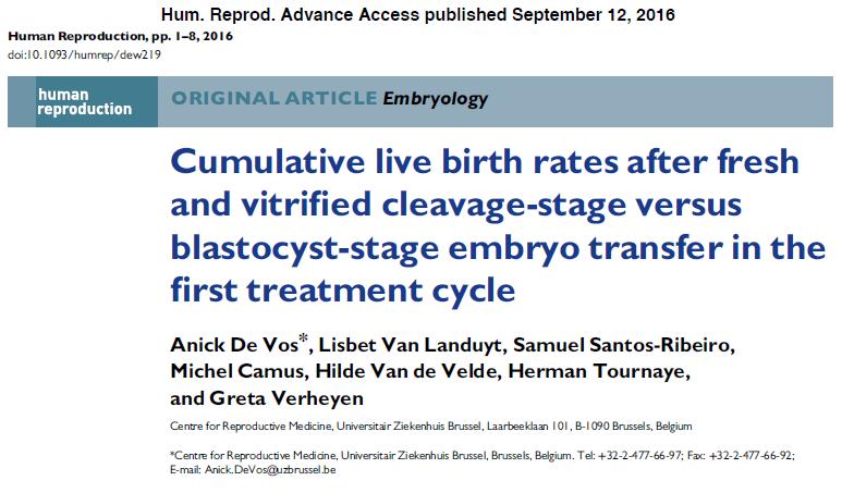 Blastocyst transfer reduces time to pregnancy Reduced time-to-pregnancy The number of embryo transfers necessary until the first live birth was significantly lower for