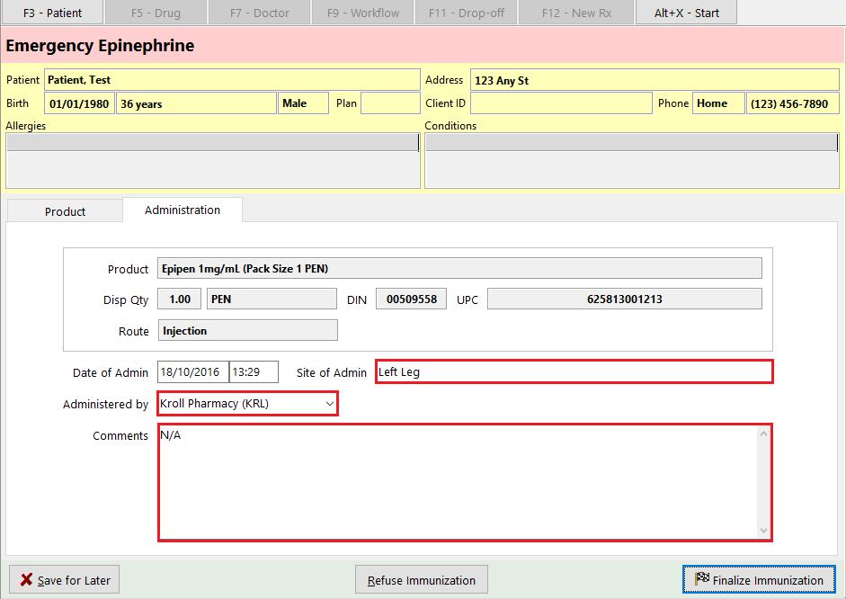 7. The Administration tab will appear. Enter the site of administration in the Site of Admin field (e.g.