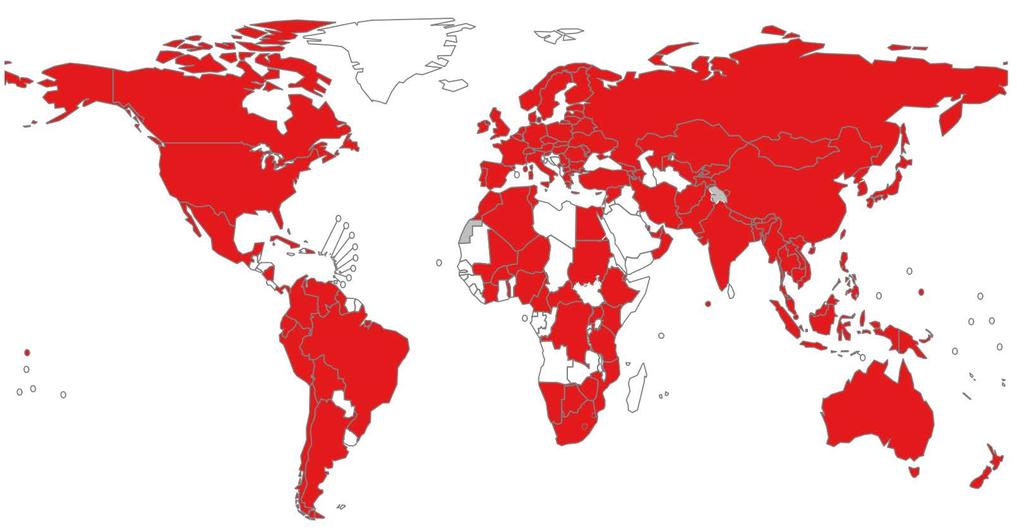 Countries ever notifying an XDR TB case The boundaries and names shown and the designations used on this map do not imply the expression of any opinion whatsoever on the part of the World Health