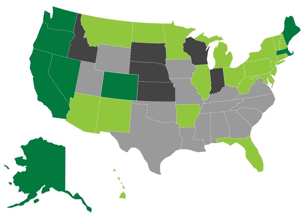 Status of State Cannabis Laws as of January 8, 2018 Source: https://thecannabisindustry.