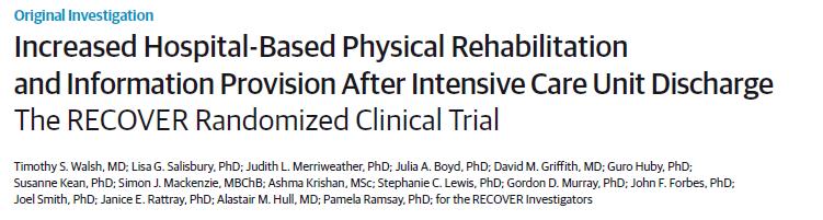 (max 28 days) No effect on physical function or length of stay US trial; 300