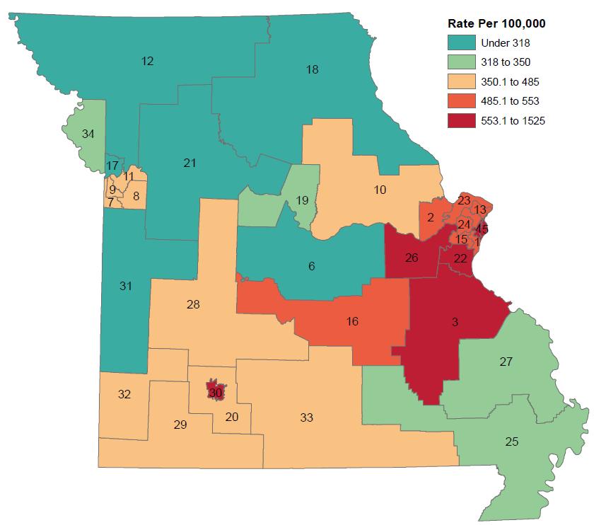Hospital Inpatient and Emergency Department Visits for Opioid Overuse Missouri