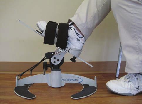 FIGURE 4 Eversion Position Foot Plate at 45-degree angle to the floor (or at an angle as acute as recommended by physical therapist) by loosening Foot Plate Angle Adjustment Arm and tipping toe