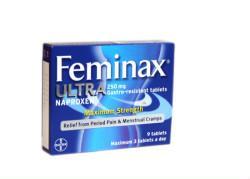 OTC Treatment Feminax Ultra Naproxen 250mg tablets (P) pack of 9 Provides relief from period pain and menstrual cramps First