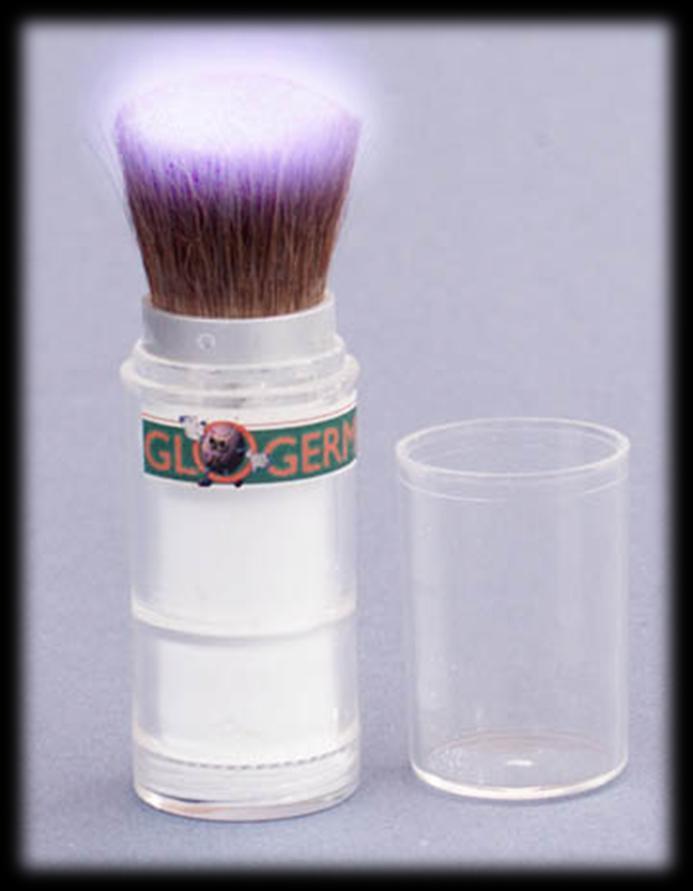 Consider GloGerm Studies Glo-germ fluorescent powder can be used in bathrooms, on room surfaces and on shared