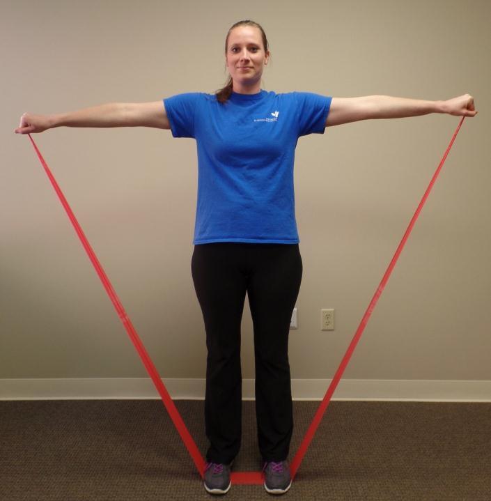 Arm Scaption 1. Stand on resistance band with feet and hold band with arms at side. 2.